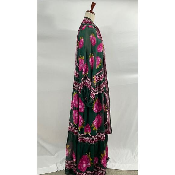 LA DOUBLEJ Sz L Large Athena Dress Silk Maxi Pink Green - Picture 6 of 14